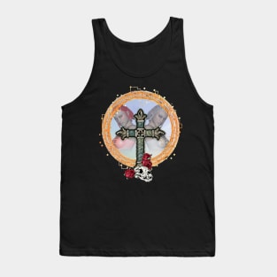 Elegant cross with fairys and skull Tank Top